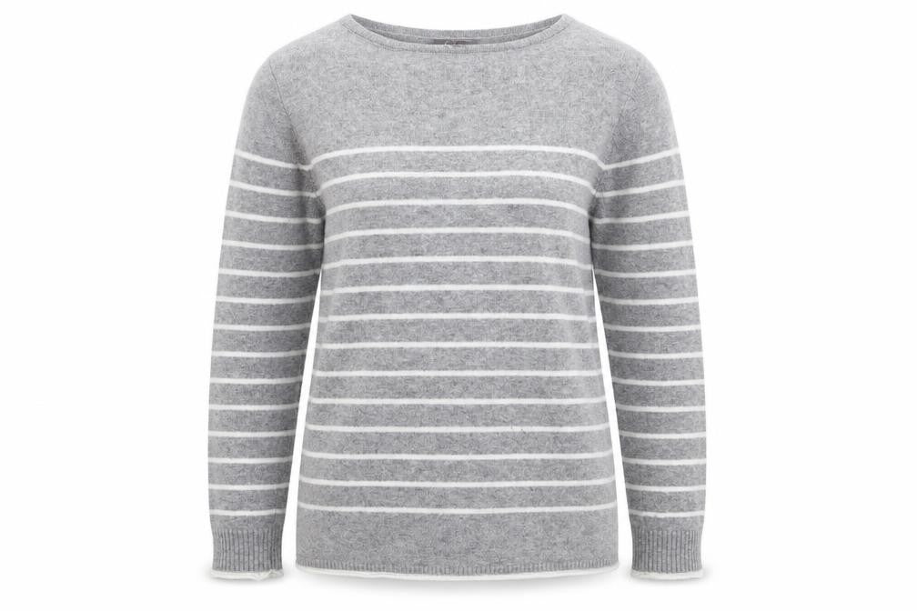 First Avenue Womens Grey Striped Knit Pullover Jumper Size S