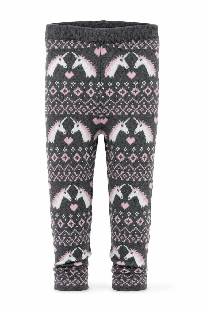 Preworn Girls Grey Fair Isle  Capri Leggings Size 12 Months  - Tights