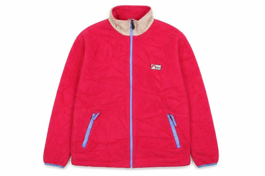 Front view of Lowe women’s pink fleece jacket coatigan, size L