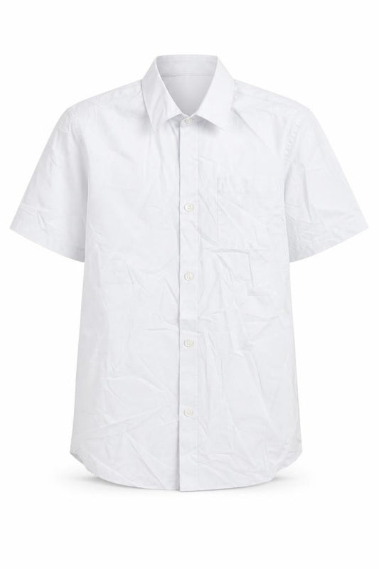 Front view of Marks & Spencer boys’ white basic button-up, size 10-11, years