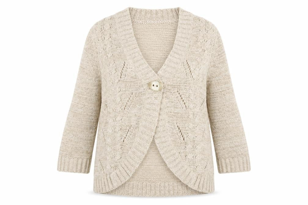 Made with Love Womens Beige   Cardigan Jumper Size 14