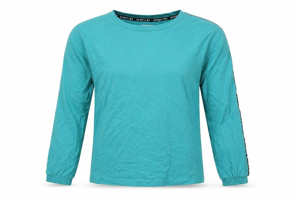 Front view of Marks & Spencer women’s blue basic t-shirt, size S