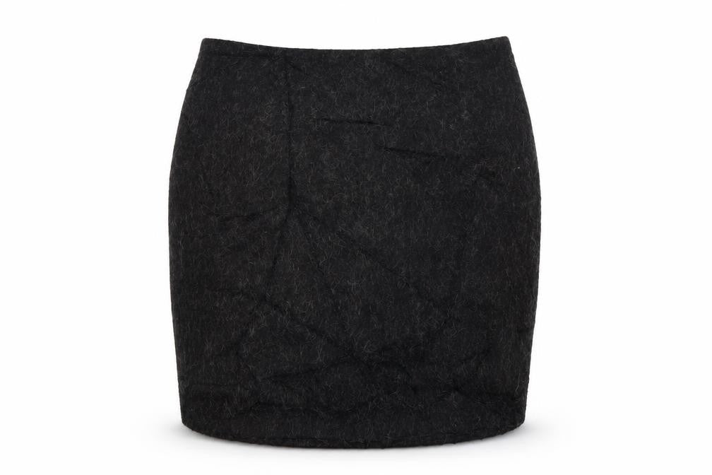 Front view of H&M women’s grey flare skirt, size UK 14