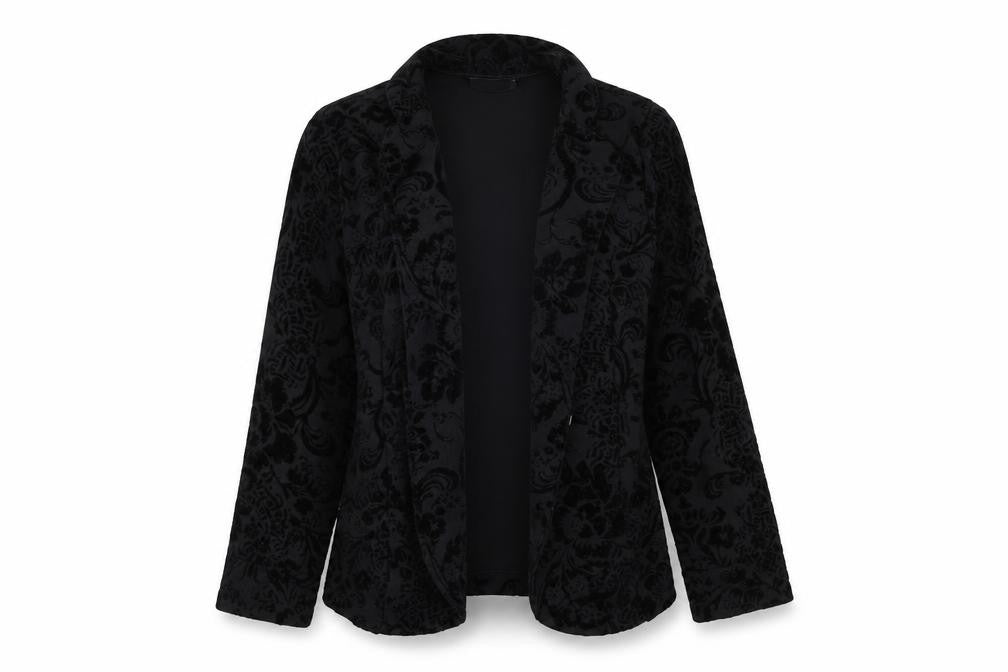 Front view of Signage women’s black cape jumper, size UK 12