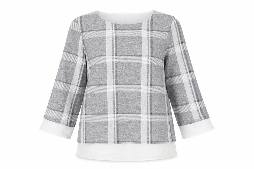 Wallis Womens Grey Check  Pullover Jumper Size 10