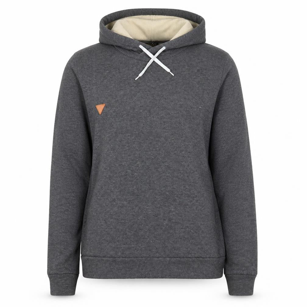 Front view of Kivenst women’s grey pullover hoodie, size M