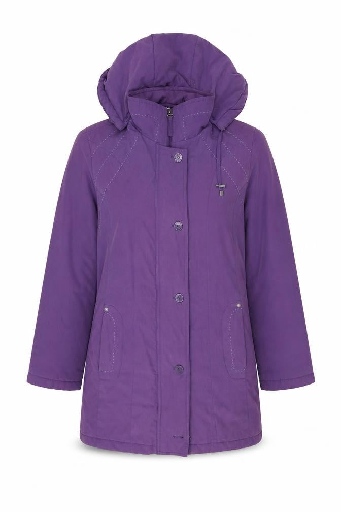 Front view of Klass women’s purple overcoat coat, size M