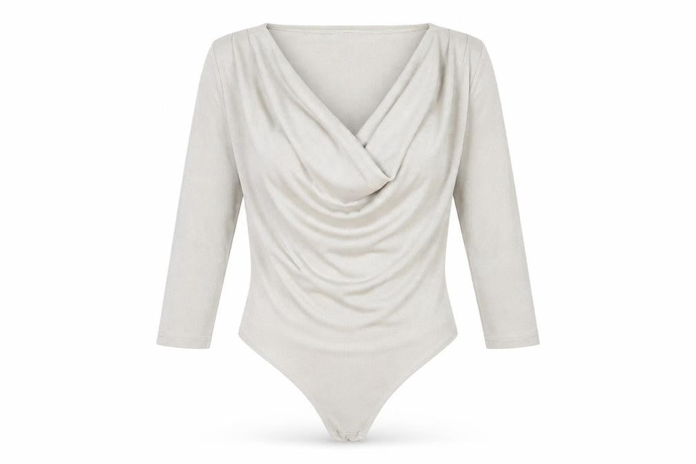 Front view of Very women’s silver bodysuit one-piece, size UK 10