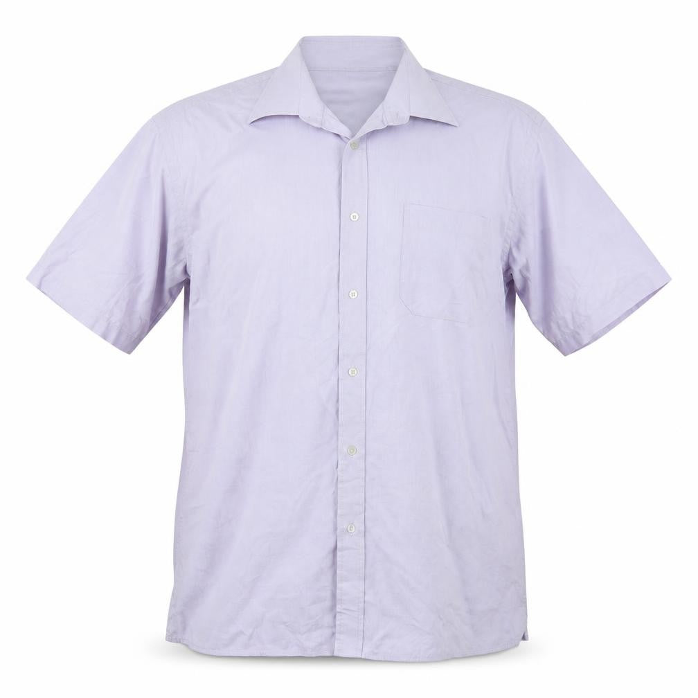 Front view of Greenwods men’s blue button-up, size XL