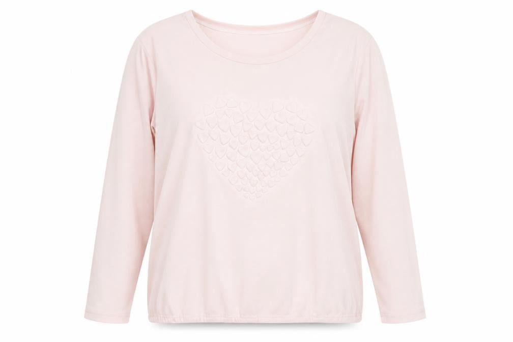 Front view of Preworn women’s pink basic t-shirt, size XL