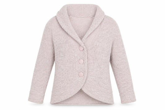 Front view of Classics women’s pink knit jacket, size UK 12
