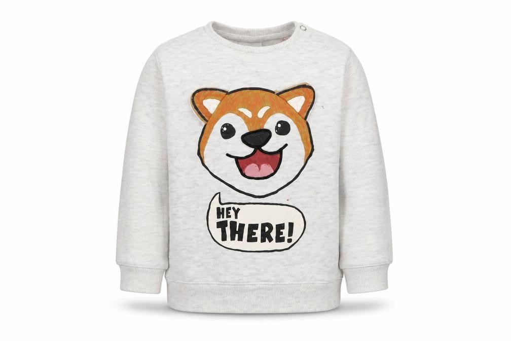 Front view of Zara girls’ grey henley sweatshirt, size 3-4, years