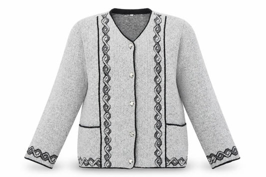 Front view of Preworn women’s grey jacket, size XL