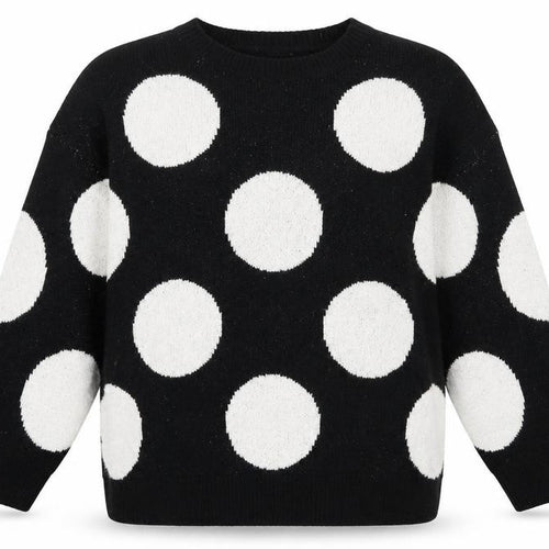 capsule Womens Black Polka Dot Knit Pullover Jumper Size 12