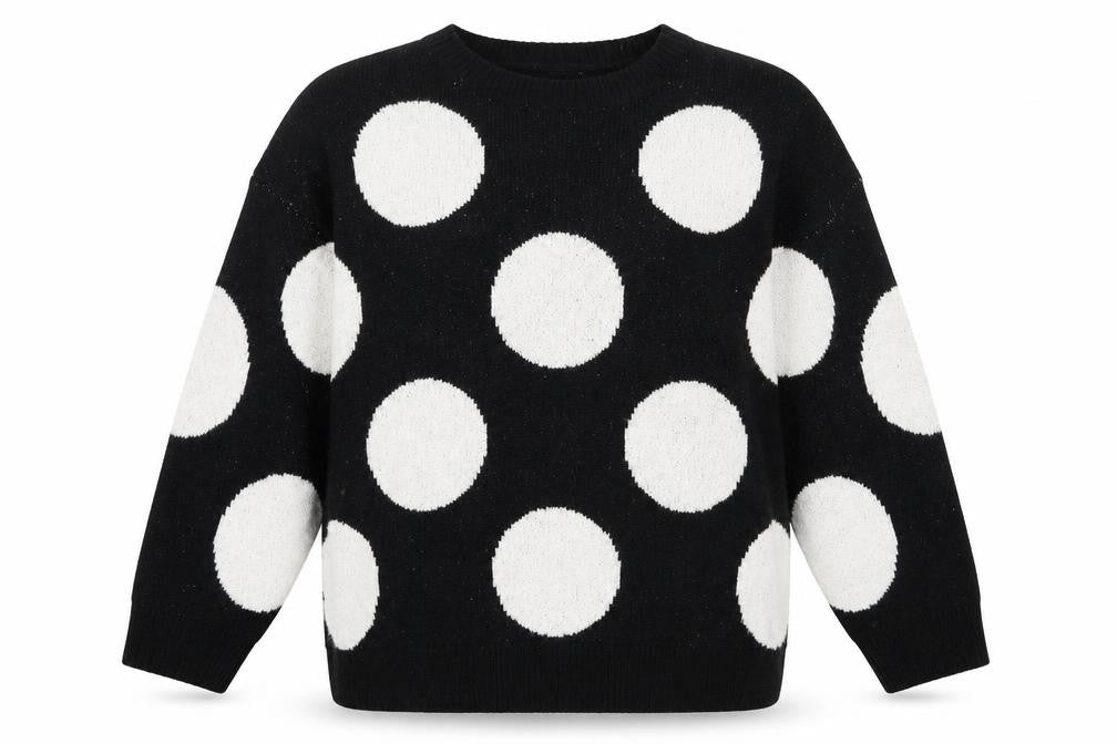 capsule Womens Black Polka Dot Knit Pullover Jumper Size 12