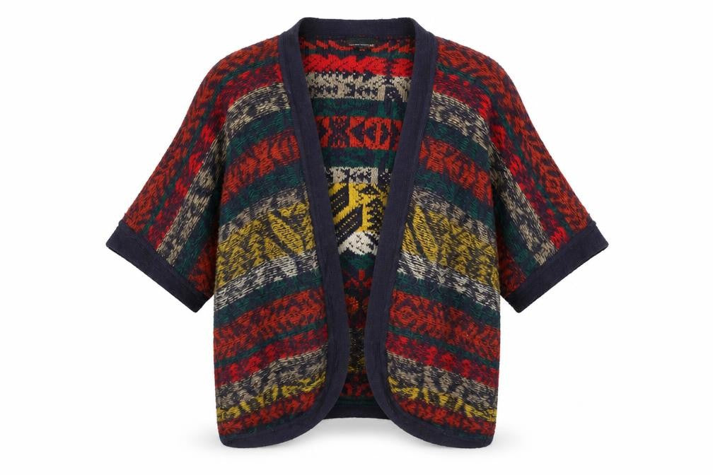 Front view of Warehouse women’s blue jacket coatigan, size M