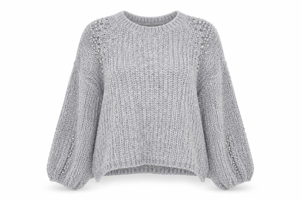 Front view of Wild flower women’s grey jumper, size M