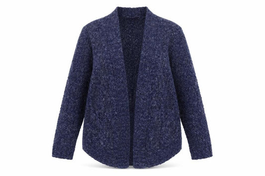 Front view of Tu women’s blue jacket coatigan, size UK 12