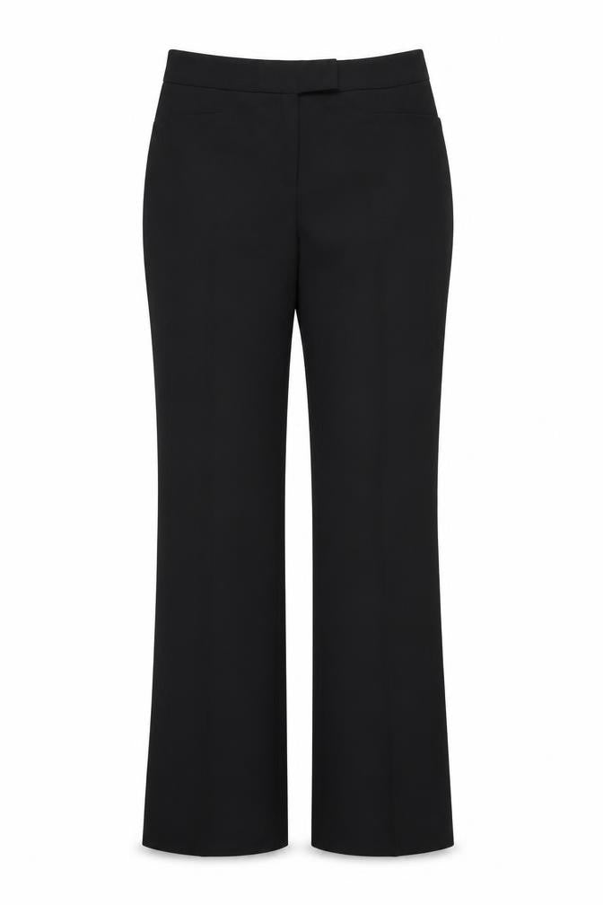 Front view of Preworn women’s black trousers, size UK 10, 30-inch leg