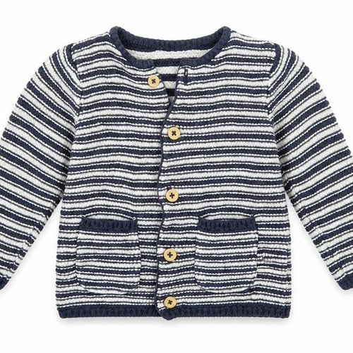 M&S Baby Blue Striped  Cardigan Jumper Size 9-12 Months