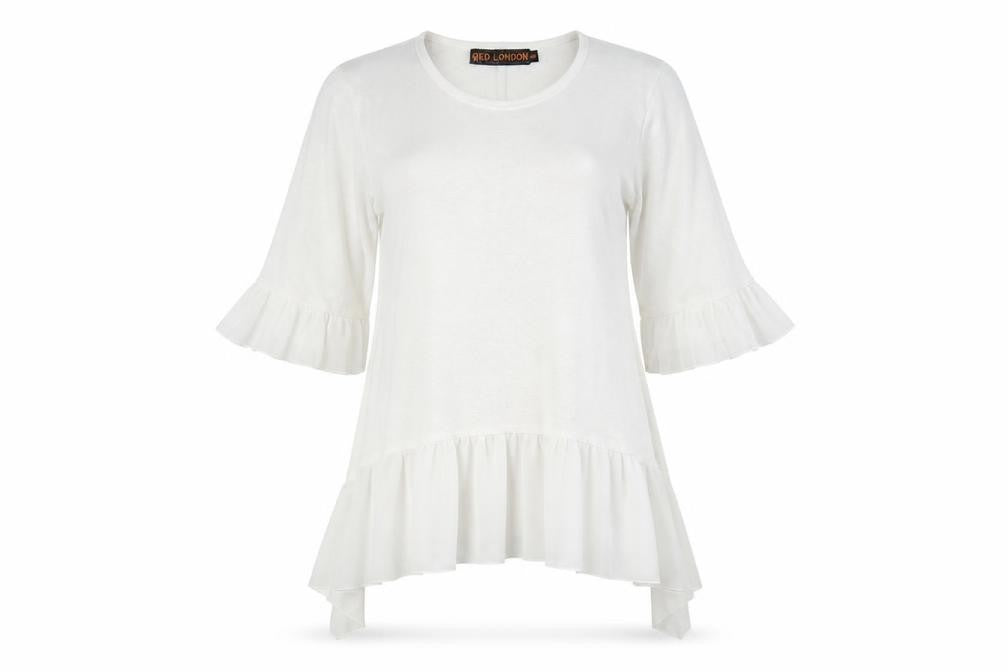 Front view of QED London women’s white shift, size M