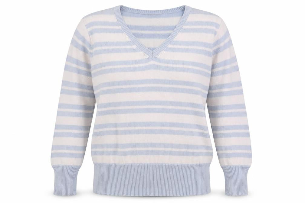 Front view of C&A women’s multicoloured striped knit jumper, size L