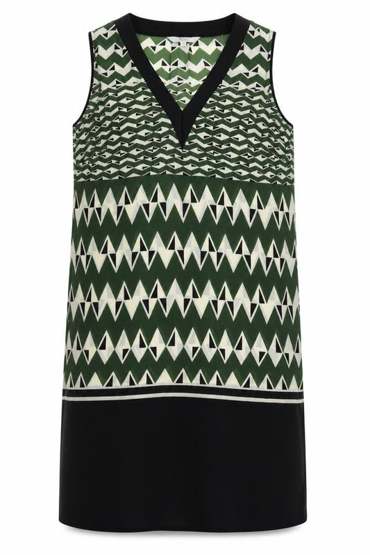Front view of Next women’s multicoloured geometric sheath, size UK 8
