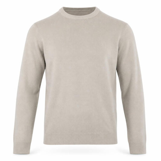 Front view of Vintage men’s beige knit jumper, size M