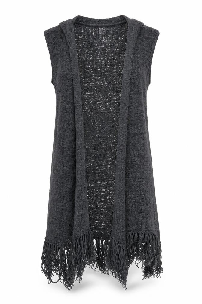 Front view of H&M women’s grey knit cardigan jumper, size S