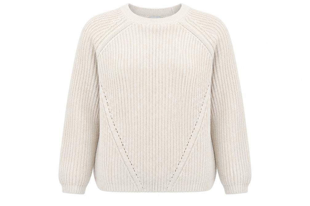 Front view of ASOS women’s beige knit jumper, size UK 6