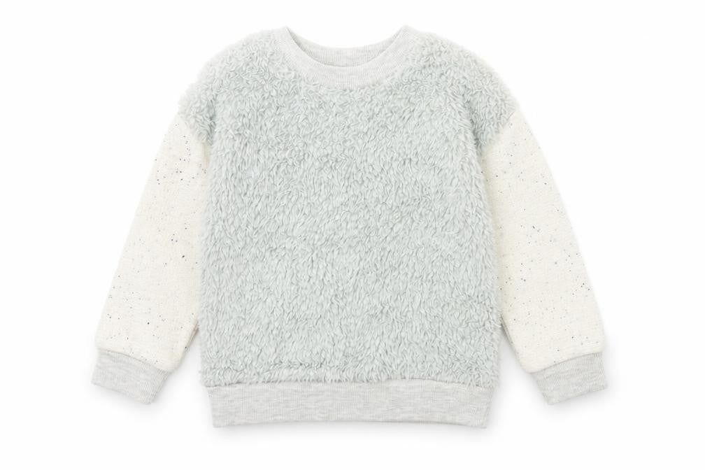 Front view of Hullabaloo girls’ grey pullover sweatshirt, size 2-3, years