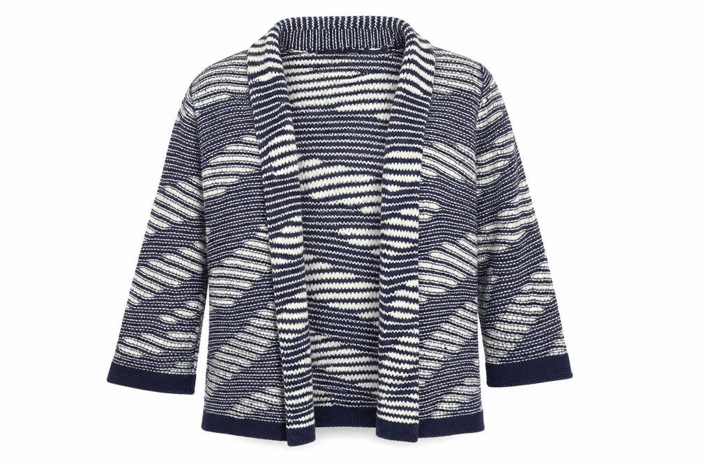 Per Una Womens Blue Striped Knit Cardigan Jumper Size M
