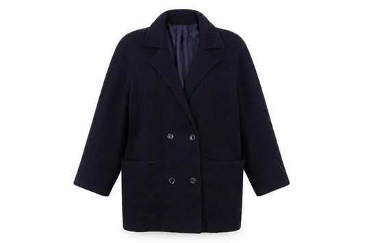 Front view of Classics WOMAN women’s blue overcoat coat, size UK 16