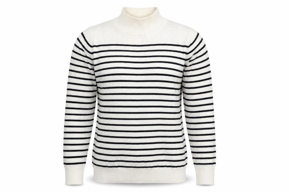 Front view of Rude women’s white striped knit jumper, size XS