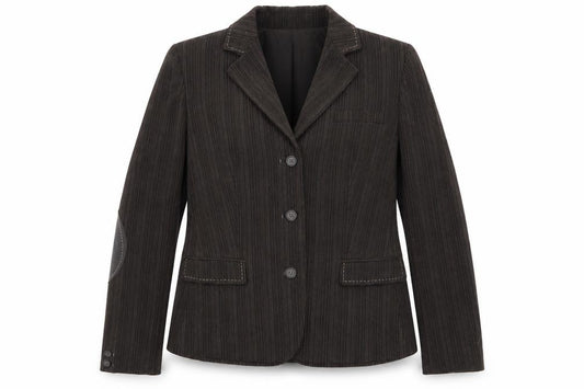 Front view of Debenhams women’s brown striped jacket blazer, size UK 16