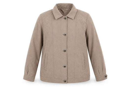 Front view of klassik women’s brown jacket, size UK 12