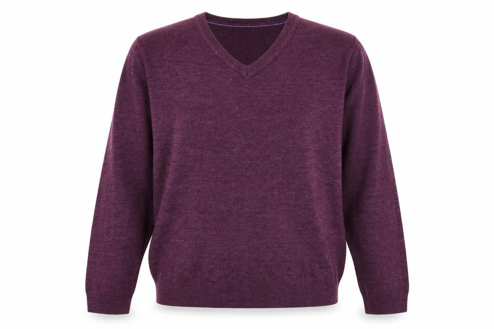 Front view of Easy men’s purple pullover sweatshirt, size XL