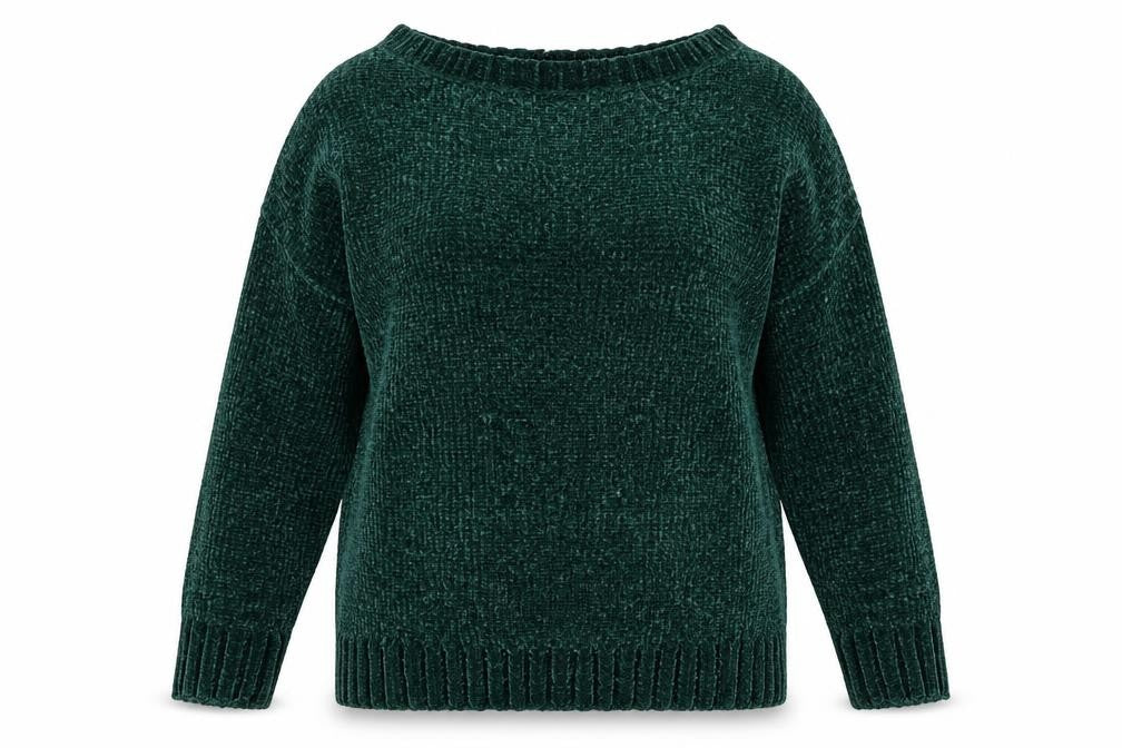 Front view of Tru Collection women’s green jumper, size S