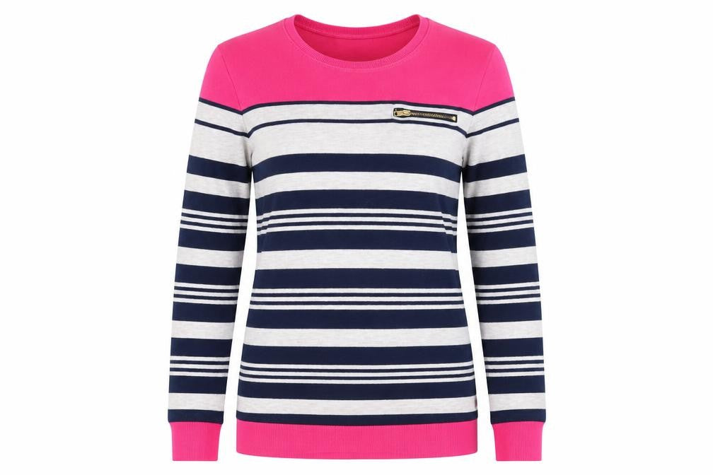 Front view of LCW women’s blue striped jumper, size M