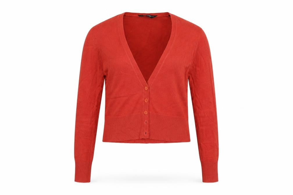 Front view of Dorothy Perkins women’s red jumper, size UK 10