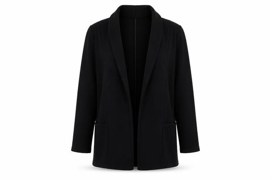 Front view of Papaya women’s black jacket coat, size UK 12