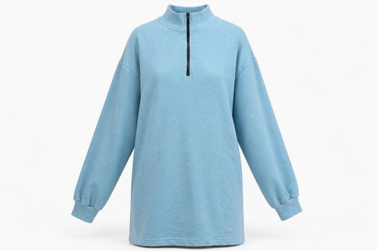 Front view of Boohoo women’s blue jumper dress, size S