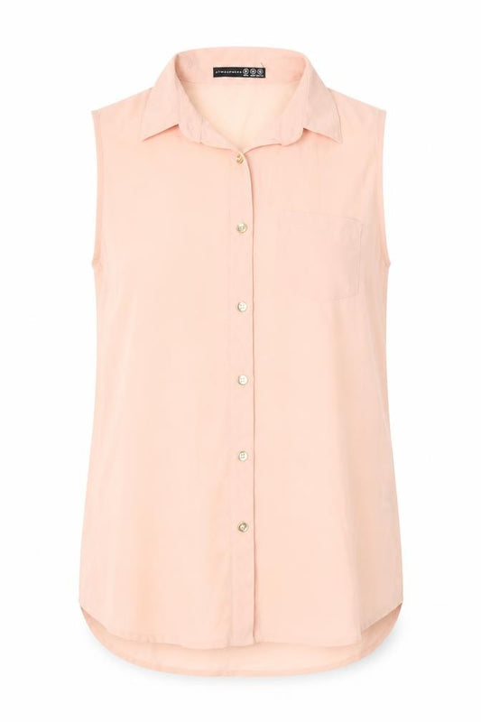 Front view of Atmosphere women’s pink basic button-up, size UK 10