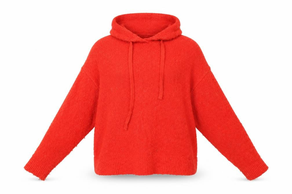 Front view of Marks & Spencer women’s red pullover hoodie, size M