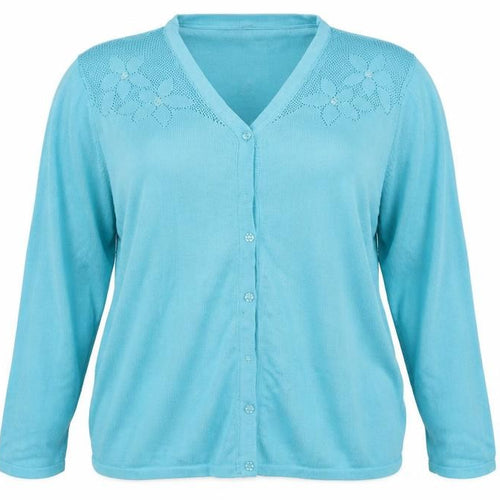 BM Womens Blue  Knit Cardigan Jumper Size XL