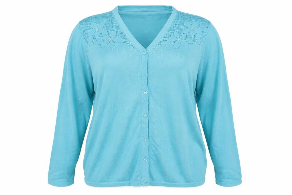 BM Womens Blue  Knit Cardigan Jumper Size XL