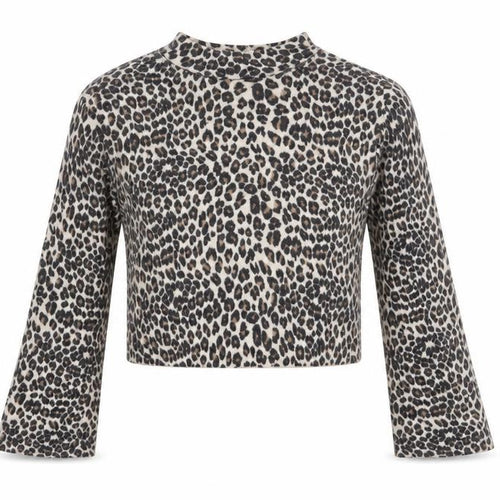 Topshop Womens Brown Animal Print  Cropped Blouse Size 8