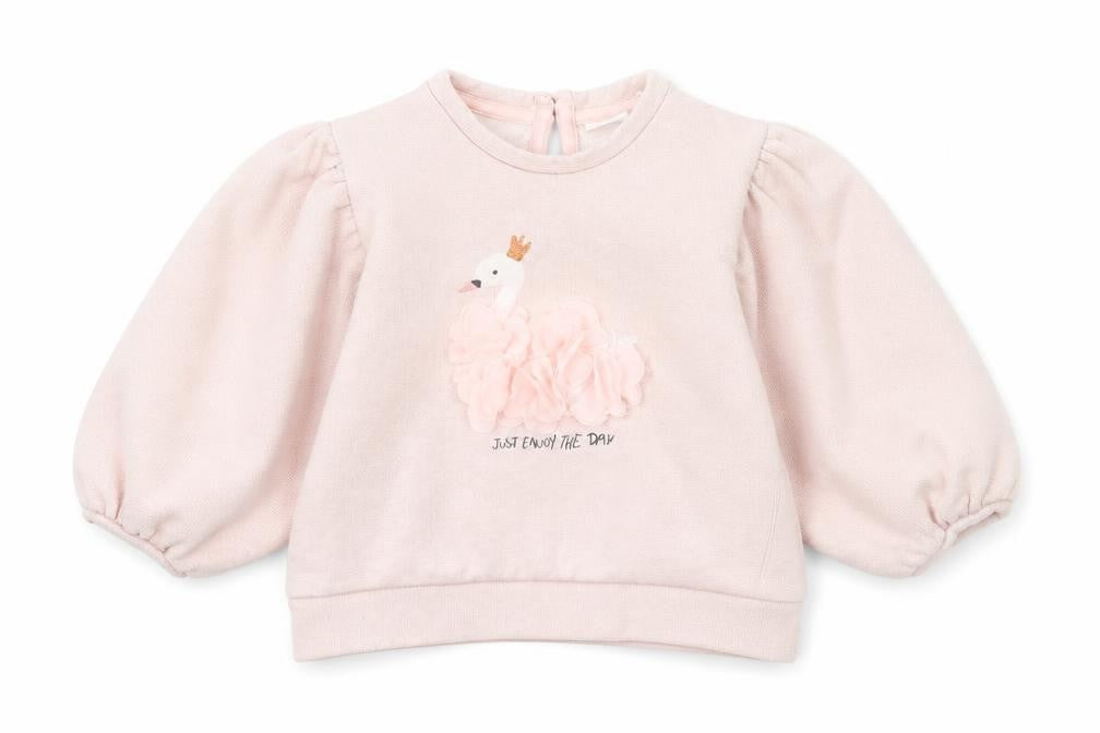 Front view of Next girls’ pink jumper, size 2, years