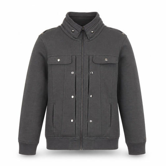 Front view of dablju women’s grey jacket, size M