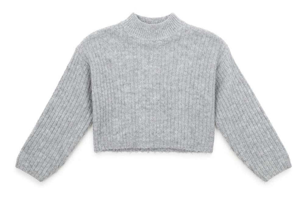 915 Girls Grey  Knit Pullover Jumper Size 9 Years